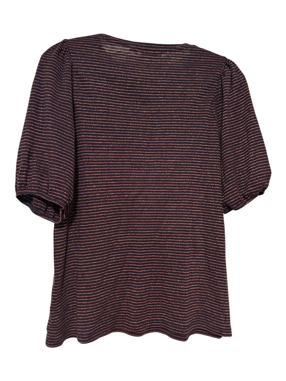 Boden Metallic Stripe Puff Sleeve Top | Size 8 | EUC